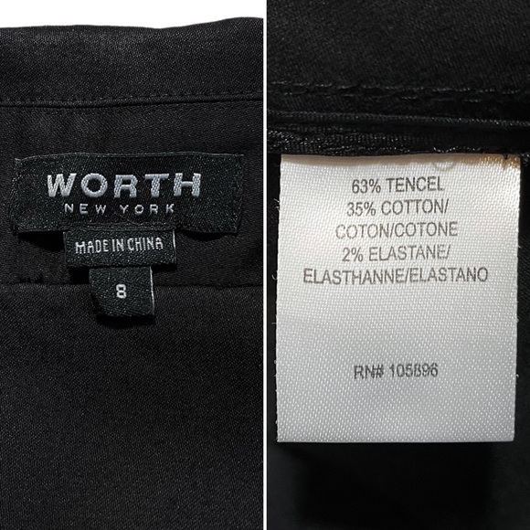 Worth Black Ruffle Hem Button Up Pocket Short Utility Jacket Blazer Women Small - Picture 15 of 15